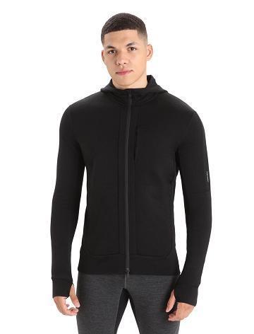 Sweat À Capuche Icebreaker Merino Quantum III Long Sleeve Zip Homme Noir | FR 1270ZUTG